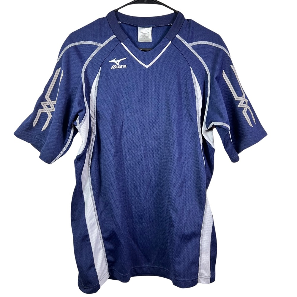 Mizuno Jersey All Sports Wicking Jersey Blue Embroidered Logo Men’s Size Medium
